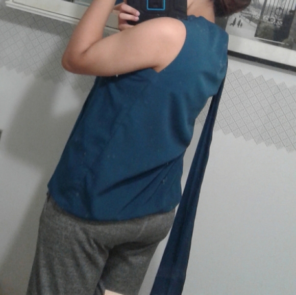 Anne Klein dark turqoise/navy blue blouse - Picture 6 of 6